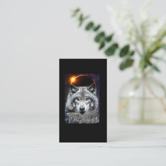 Winter Wolf Galaxy Sun Moon Eclipse Visitekaartje (Staand voorkant)
