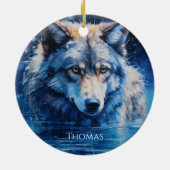 Winter Wolf gepersonaliseerde naam Keramisch Ornament (Achterkant)