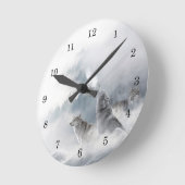 Winter Wolf Howling in sneeuw Ronde Klok (Hoek)