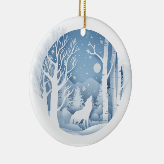 Winter Wolf Keramisch Ornament (Rechts)