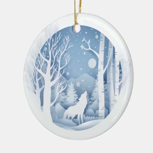 Winter Wolf Keramisch Ornament (Links)