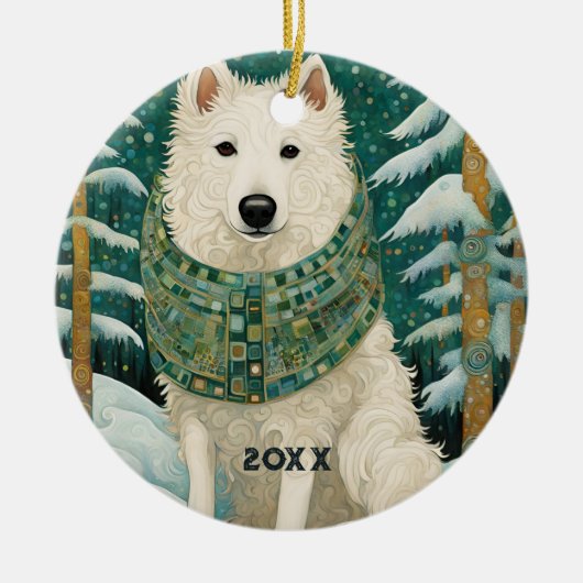 Winter Wolf Keramisch Ornament (Voorkant)