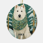 Winter Wolf Keramisch Ornament (Links)