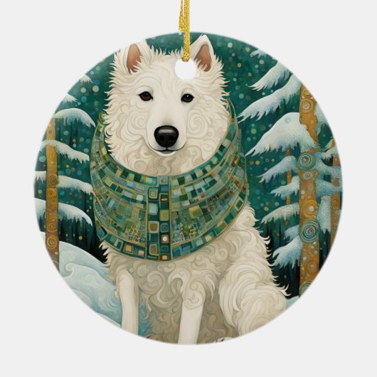Winter Wolf Keramisch Ornament (Achterkant)