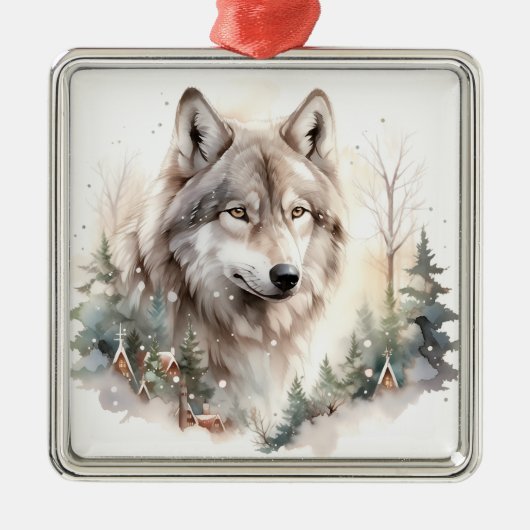 Winter Wolf Kerst Ornament (Voorkant)