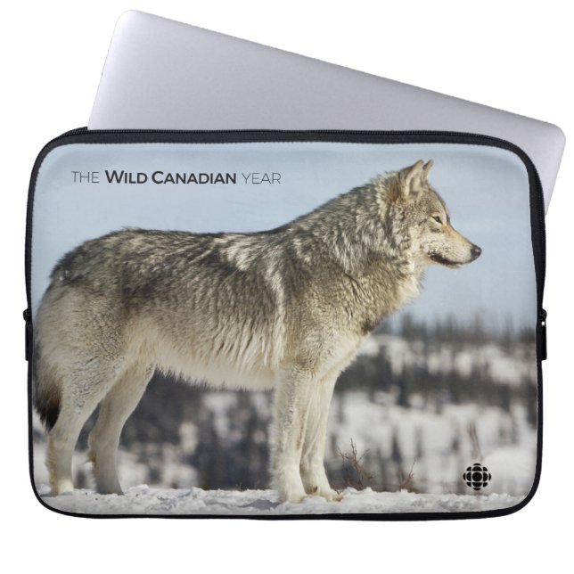 Winter - Wolf Laptop Sleeve (Voorkant)