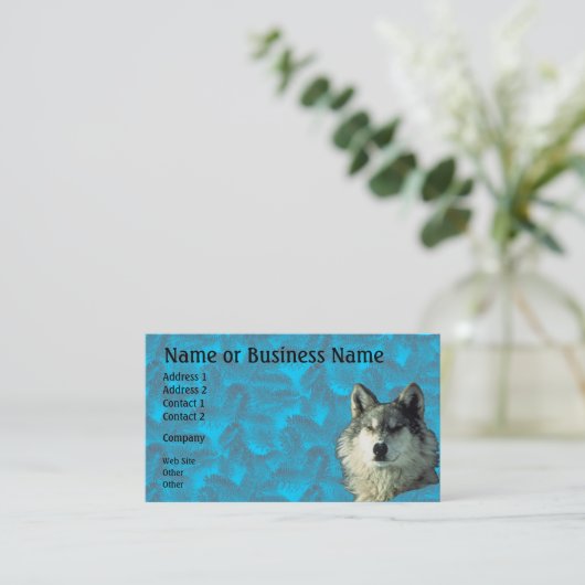 Winter Wolf met Spruce Business of Profile Card Visitekaartje (Staand voorkant)
