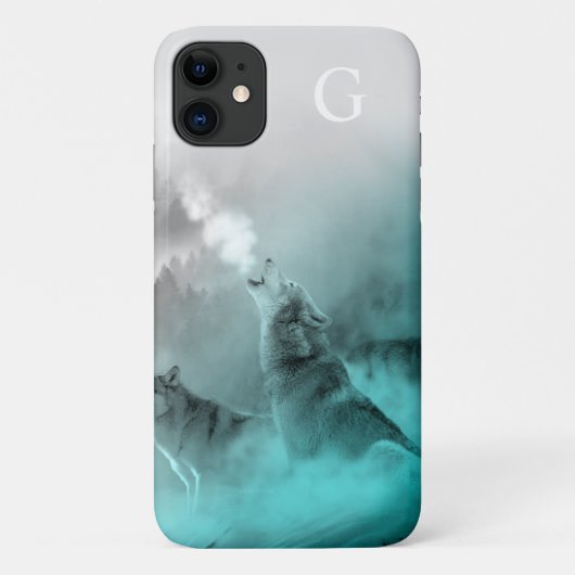 Winter Wolf Monogram Case-Mate iPhone Case (Achterkant)
