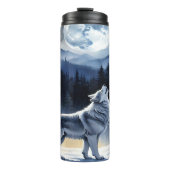 Winter Wolf, Moonlight Howl, Snowy Forest. Thermosbeker (Voorkant)