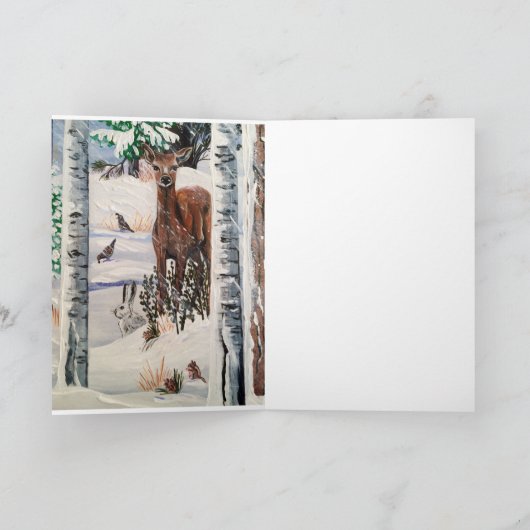 Winter Wolf Notecard Feestdagen Kaart (Binnen)