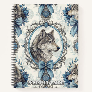 Winter Wolf Portret in  blauw en grijs Lijst Notitieboek