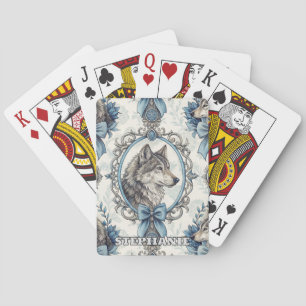 Winter Wolf Portret in blauw en grijs Lijst Pokerkaarten