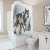 Winter Wolf Run Douchegordijn (In situ)