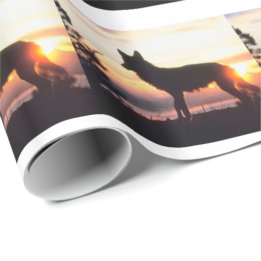 Winter Wolf Silhouette Cadeaupapier (Rol Hoek)