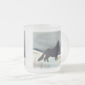 Winter Wolf Silhouette Matglas Koffiemok (Voorkant rechts)