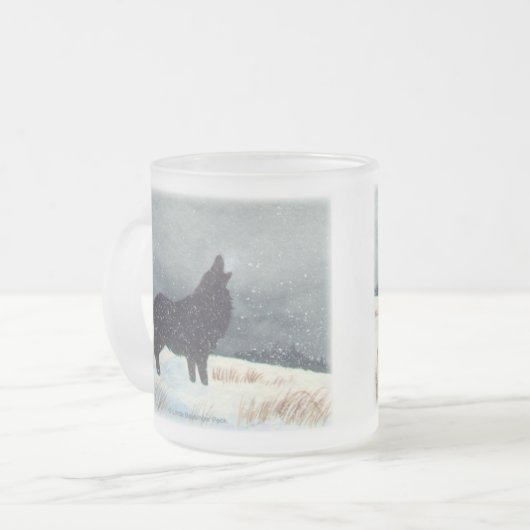 Winter Wolf Silhouette Matglas Koffiemok (Voorkant links)