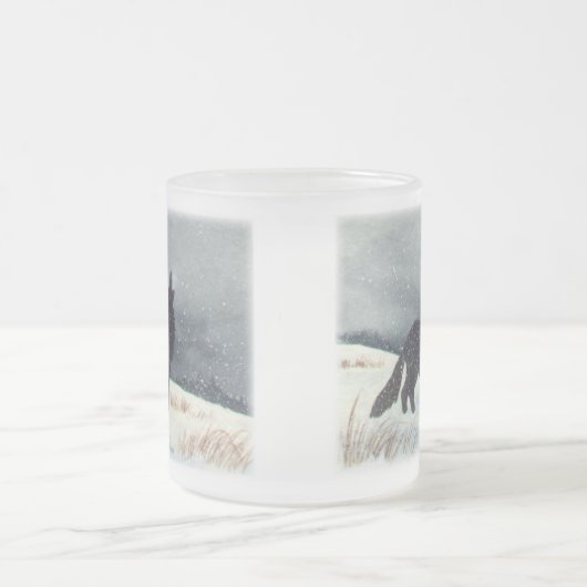 Winter Wolf Silhouette Matglas Koffiemok (Center)