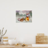 Winter Wolf Snow Christmas Scene Poster (Keuken)