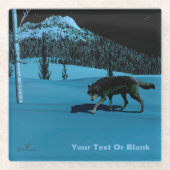Winter Wolf - Tapetum Lucidum Glazen Onderzetter (Voorkant)
