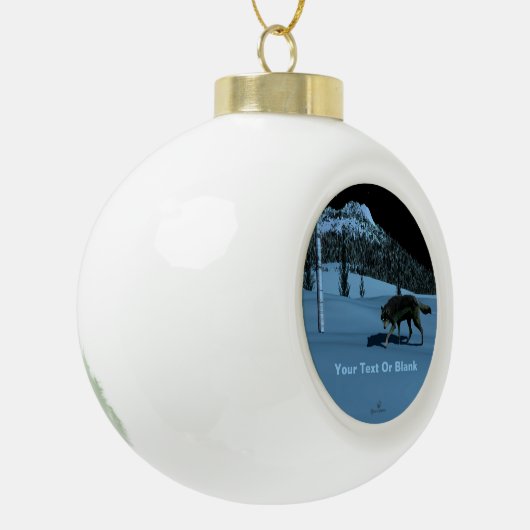 Winter Wolf - Tapetum Lucidum Keramische Bal Ornament (Links)