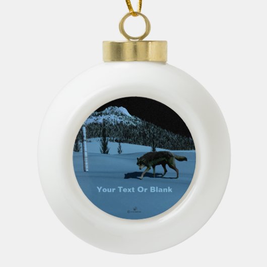 Winter Wolf - Tapetum Lucidum Keramische Bal Ornament (Voorkant)