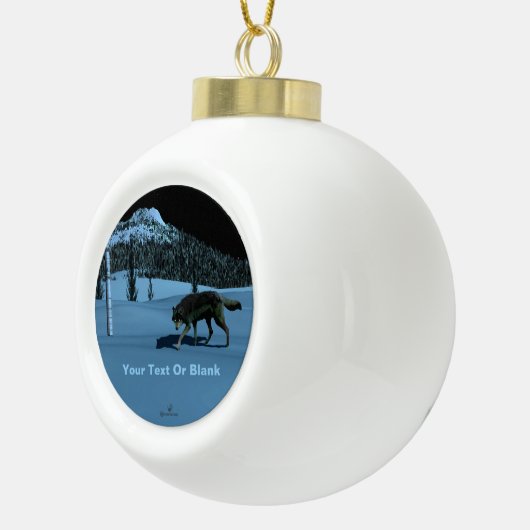 Winter Wolf - Tapetum Lucidum Keramische Bal Ornament (Rechts)