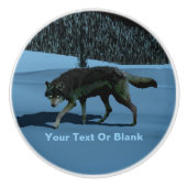 Winter Wolf - Tapetum Lucidum Keramische Knop (Voorkant)