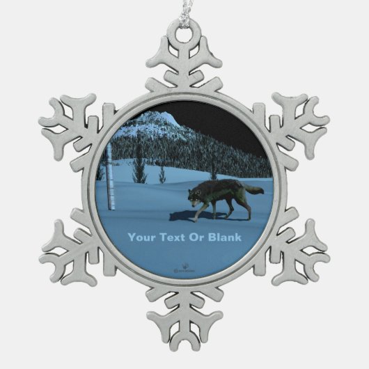 Winter Wolf - Tapetum Lucidum Tin Sneeuwvlok Ornament (Voorkant)