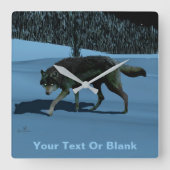 Winter Wolf - Tapetum Lucidum Vierkante Klok (Voorkant)