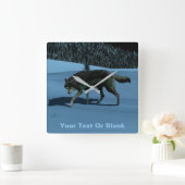 Winter Wolf - Tapetum Lucidum Vierkante Klok (Huis)