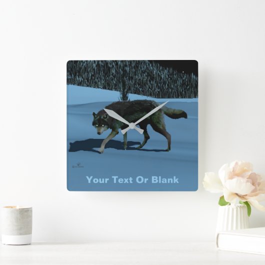 Winter Wolf - Tapetum Lucidum Vierkante Klok (Huis)