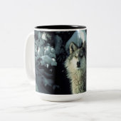 Winter Wolf Two-Tone Coffee Mok (Voorkant links)