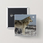 Winter - Wolf Vierkante Button 5,1 Cm (Voorkant /achterkant)