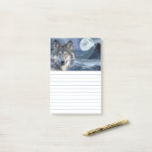 Winter Wolf volle maan Post-it® Notes (Op bureau)