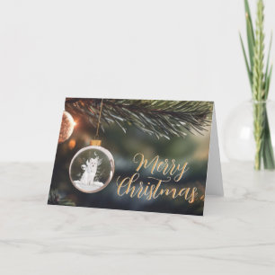 Winter Wolf w / Florals Christmas Kaart