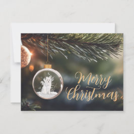 Winter Wolf w / Florals Christmas Kaart