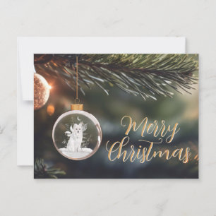 Winter Wolf w / Florals Christmas Kaart