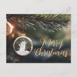 Winter Wolf w / Florals Christmas Kaart