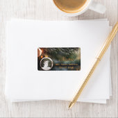 Winter Wolf w / Florals Christmas Kaart Etiket (Insitu)