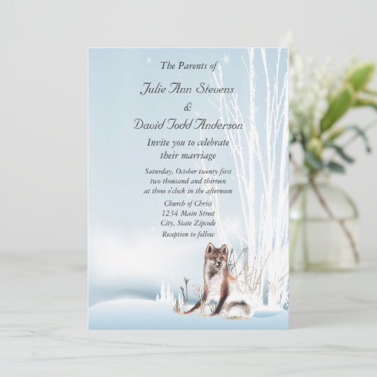 Winter Wolf Wedding Kaart (Staand voorkant)