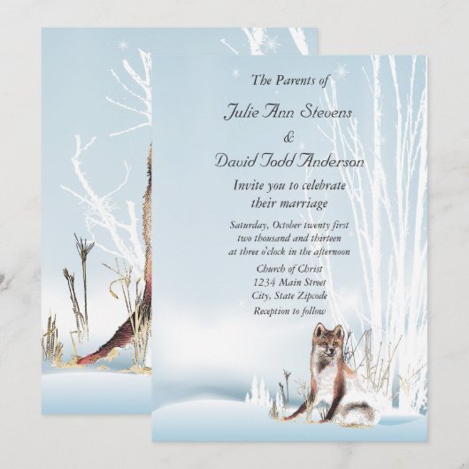 Winter Wolf Wedding Kaart (Voorkant / Achterkant)