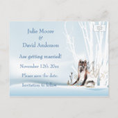 Winter Wolf Wedding Save the Date Aankondigingskaart (Achterkant)