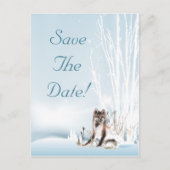 Winter Wolf Wedding Save the Date Aankondigingskaart (Voorkant)