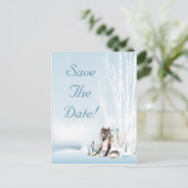 Winter Wolf Wedding Save the Date Aankondigingskaart (Staand voorkant)
