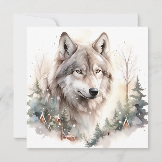 Winter Wolf Wenskaart Kaart (Voorkant)