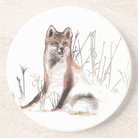 Winter Wolf Zandsteen Onderzetter (Voorkant)