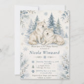 Winter Wolven Baby Shower Kaart (Voorkant)