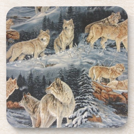 Winter Wolven Drankjes Onderzetter (Voorkant)