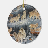 Winter Wolven Keramisch Ornament (Links)