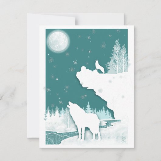 Winter Wolves Flat Kerstkaart (Voorkant)